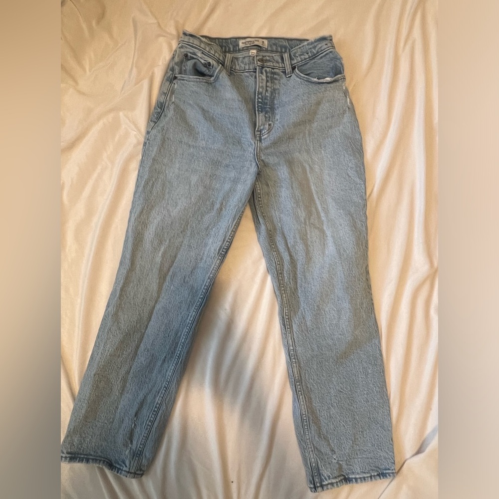 Abercrombie & Fitch Light Blue 90s Straight Ultra High Rise Curve Love Jeans XS
